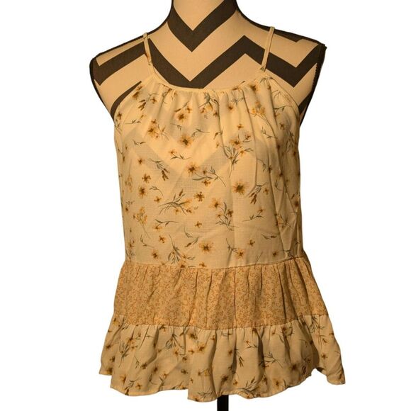 Paper Crane M Tiered Floral Spaghetti Strap Top - Picture 1 of 4